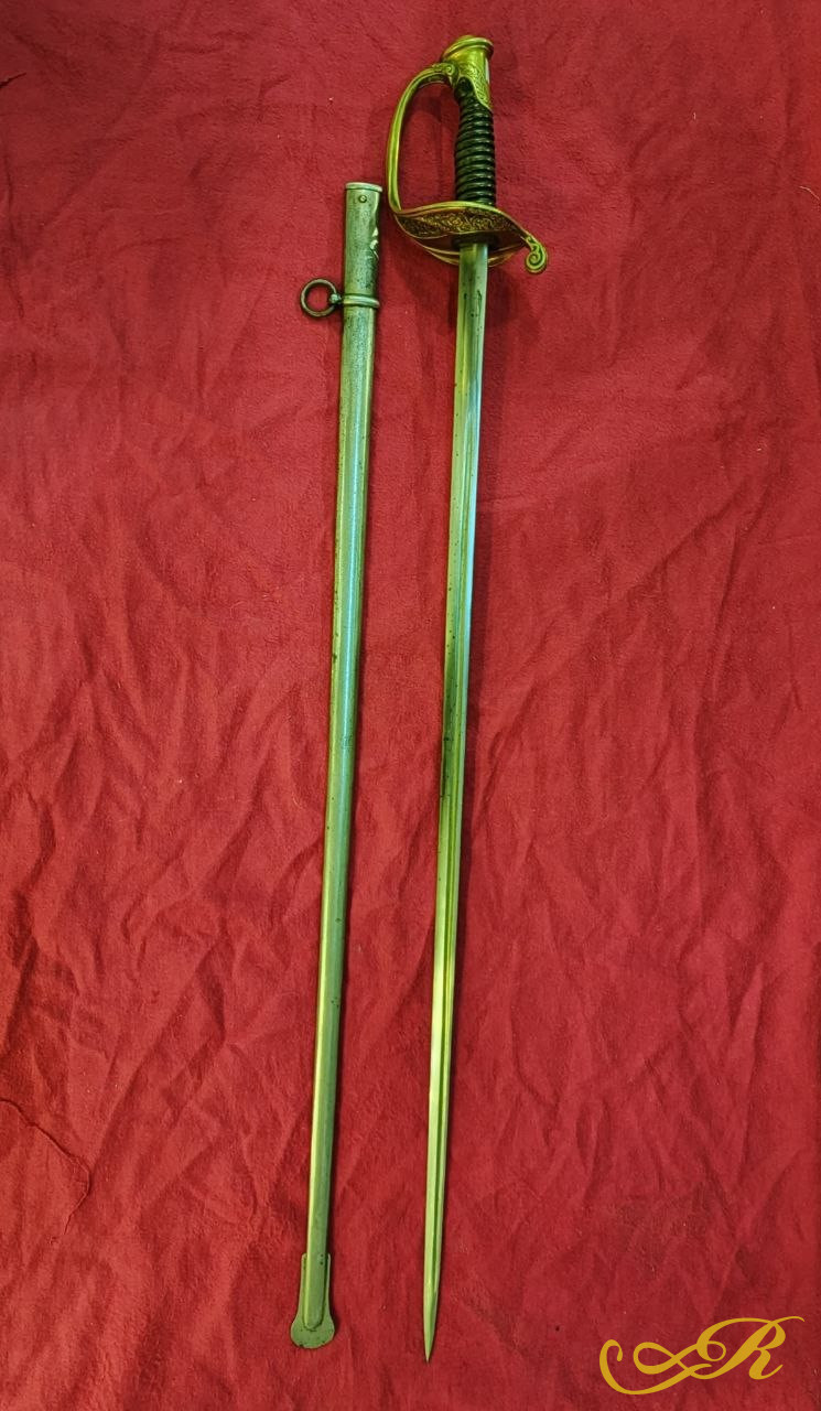  Сабля Европа 100 см ручка: дерево: бронза, сталь