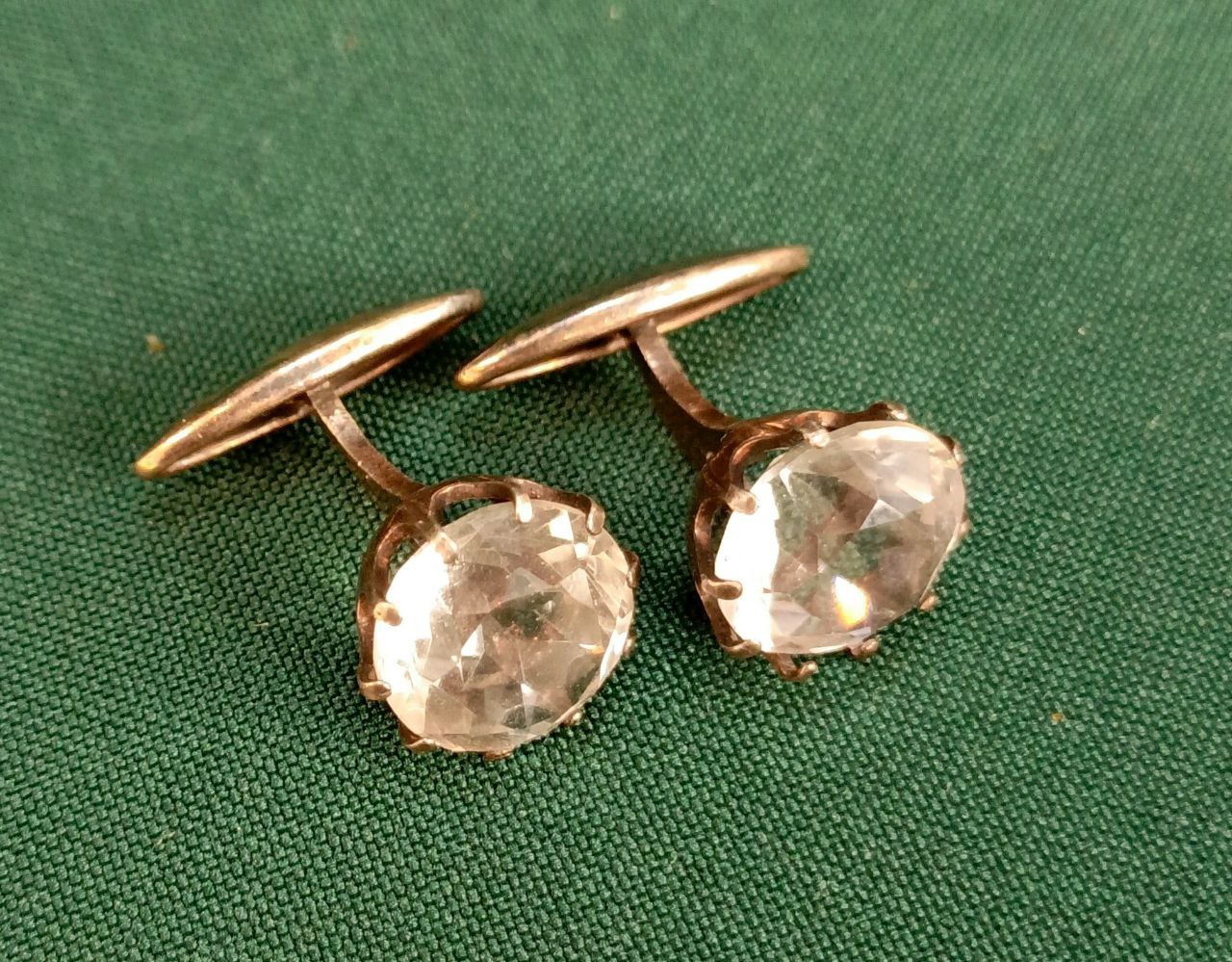 Запонки хрусталь серебро 9 гр