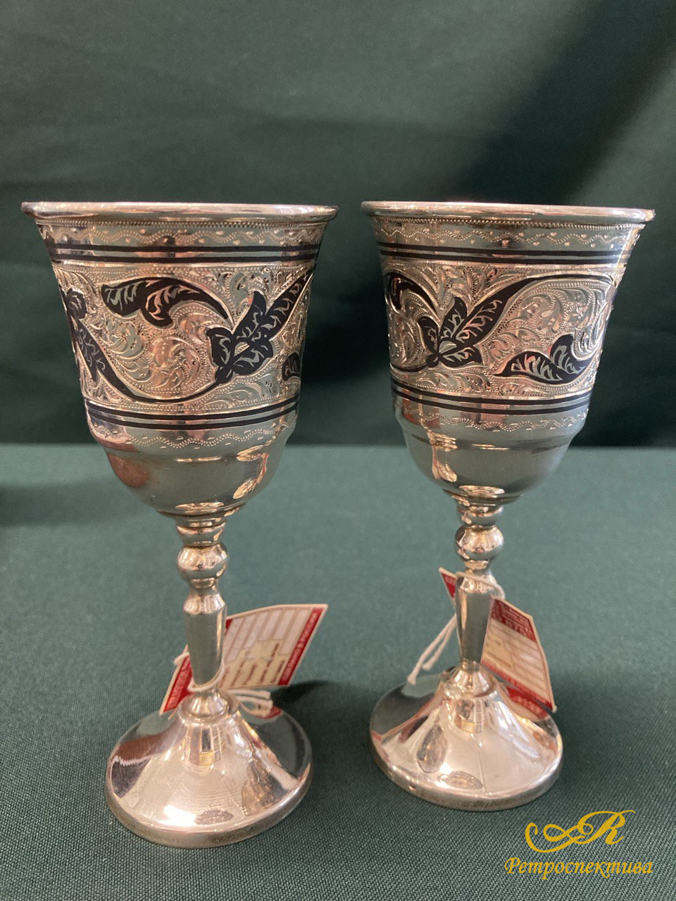 Рюмки Кубачи серебро 875 пр., 175 гр. 50Мл,. оригинальная коробка