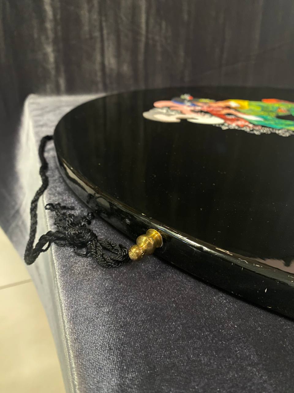 Панно японское "девушка", дерево, бумага, акварель, гуашь, графика