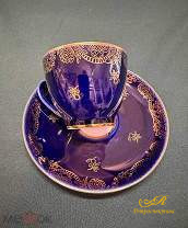 Фарфоровая кофейная пара ЛФЗ кобальт. СССР.