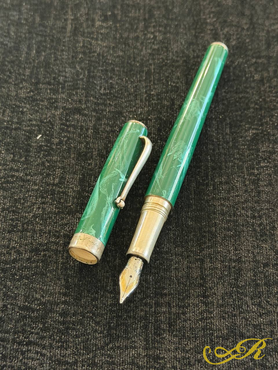 Ручка Montegrappa Eleganza, Италия, серебро 925, перо золото 750, зелёная
