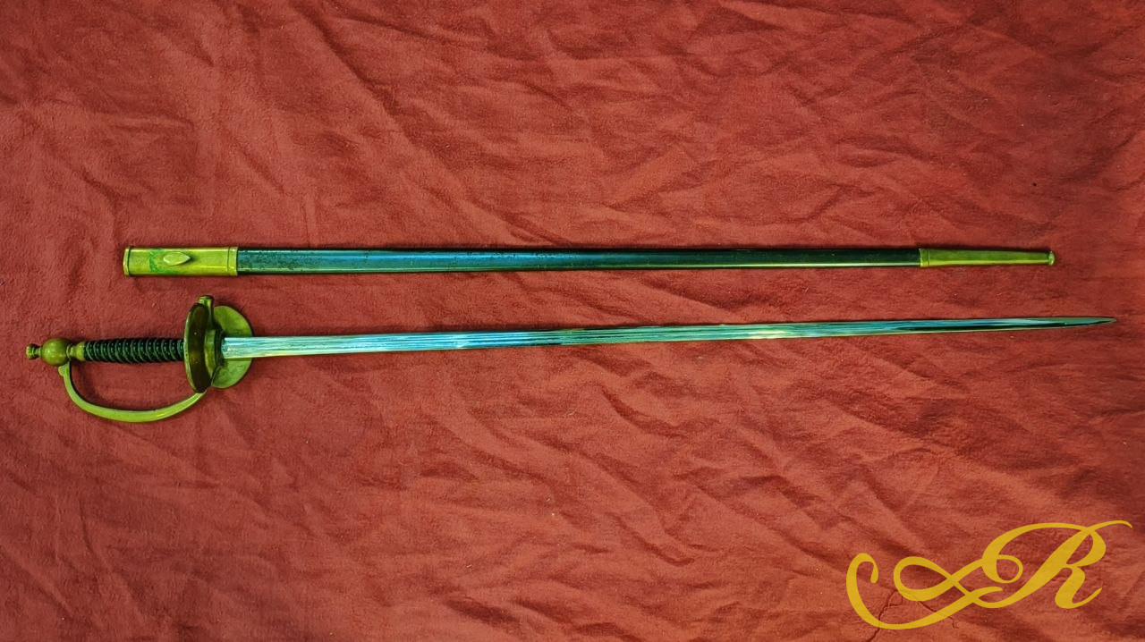  Сабля с ножнами Европа . Клеймо в виде сабли 95 см