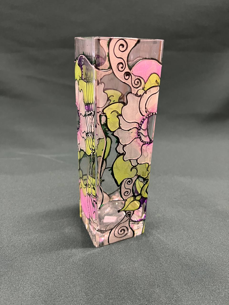 Ваза стекло, ручная роспись.