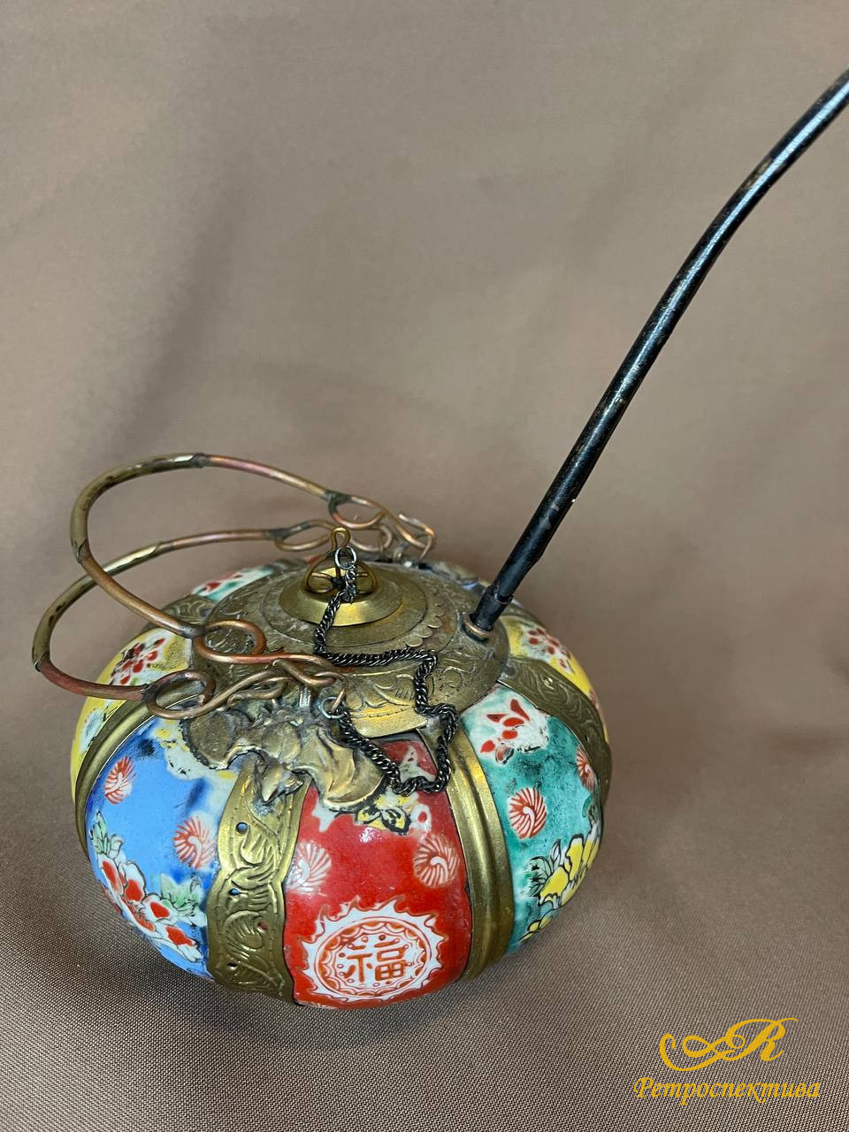 Керамическая курильница для благовоний с иероглифами и рисунками, Китай