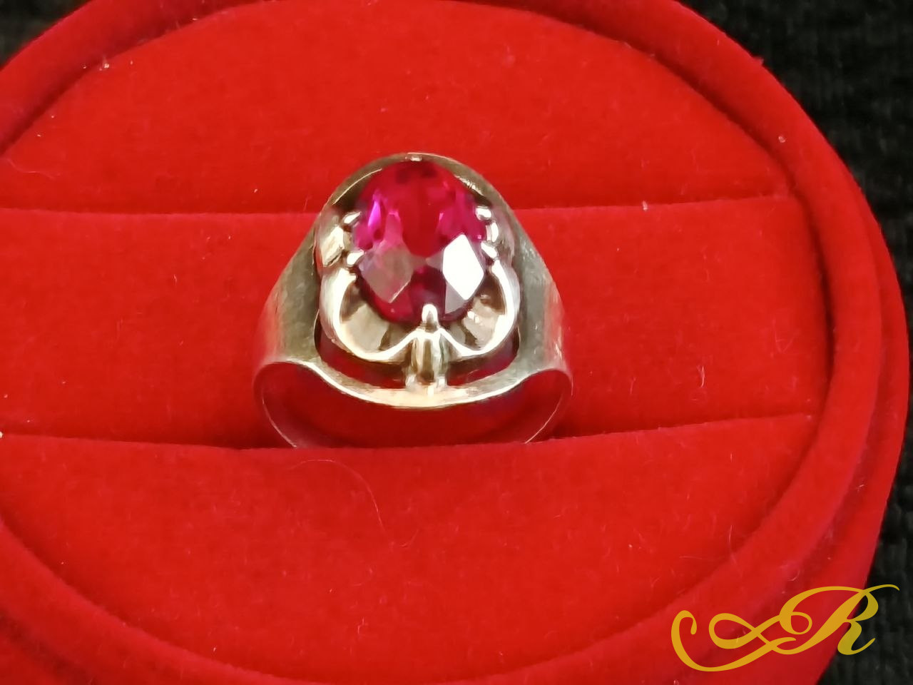  Кольцо винтажное с рубином. Серебро 875 пр. 5,07 гр. СССР 