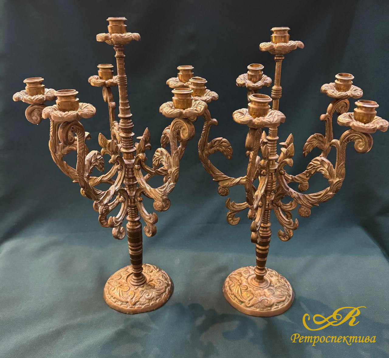  Большой  канделябр, подсвечник из бронзы на 5 свечей.