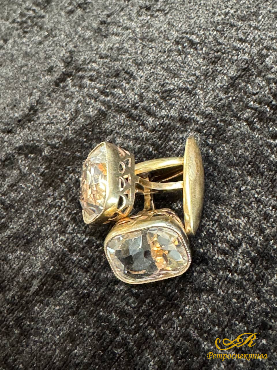 Запонки из серебра 875 пр. горный хрусталь, вес 10 гр