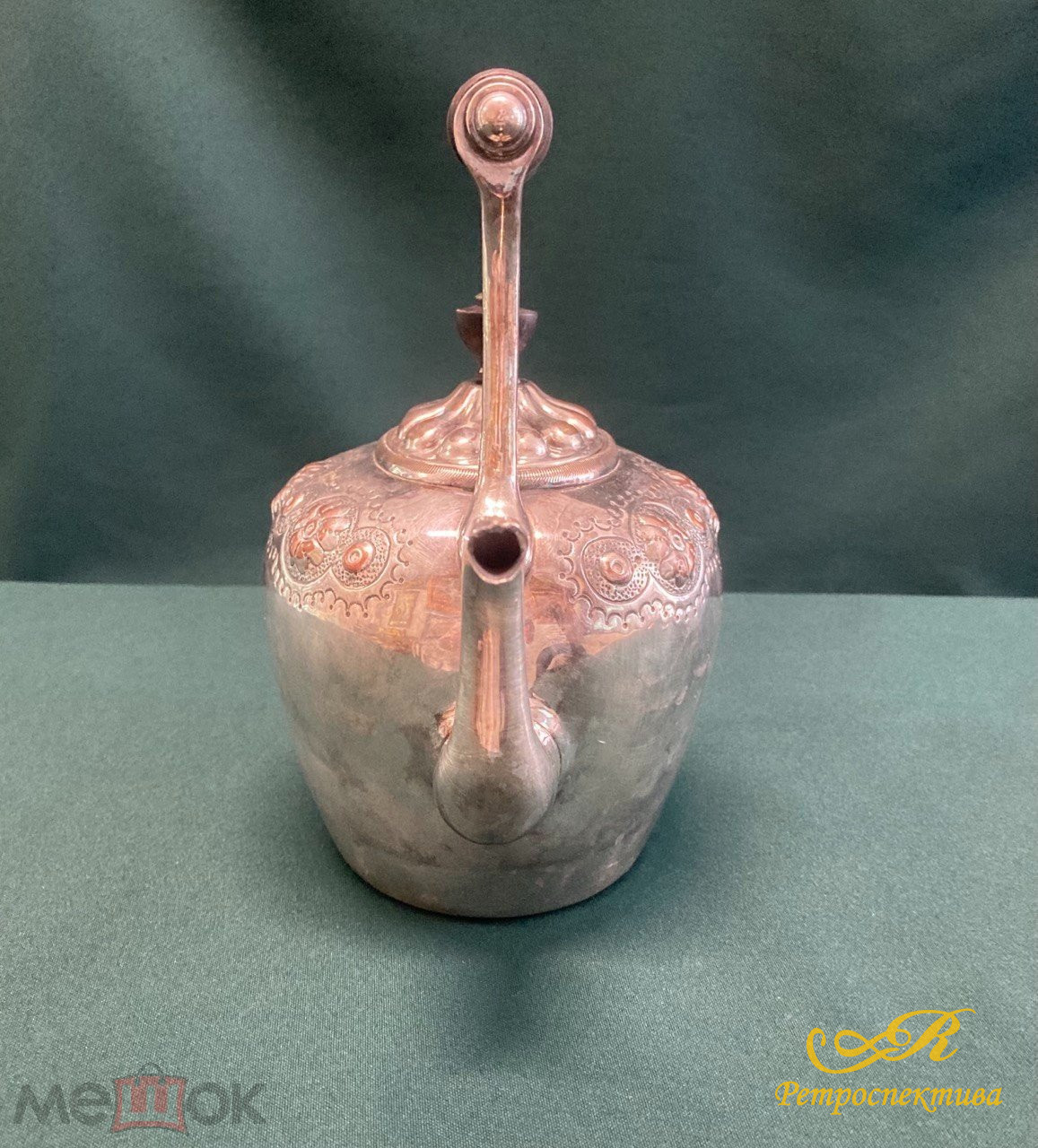 Бульотка на спиртовке. Эгоист. Серебрение. Англия XIX - XX в. Высота 28 см. Объем 1 л.