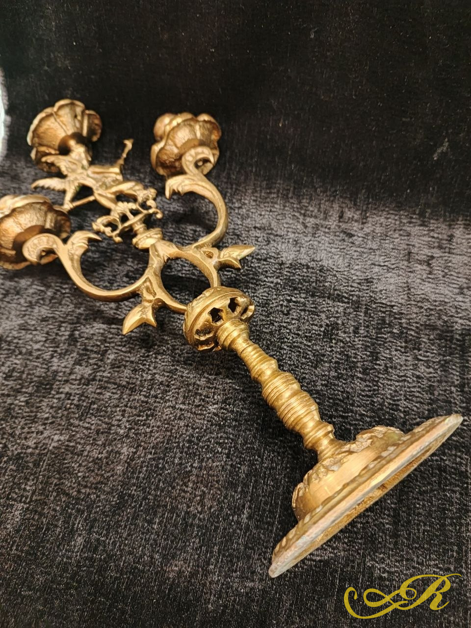  Подсвечник Старинный подсвечник канделябр на 3 свечи из бронзы Амур Купидон Ангел хранитель