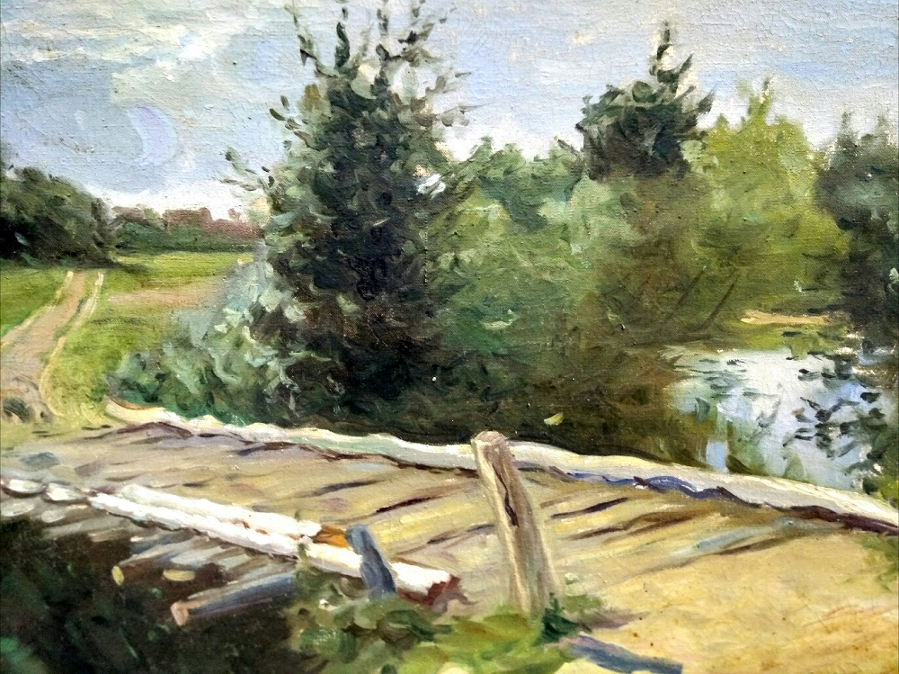 Картина "Деревенский мост", СССР, ХХ в.