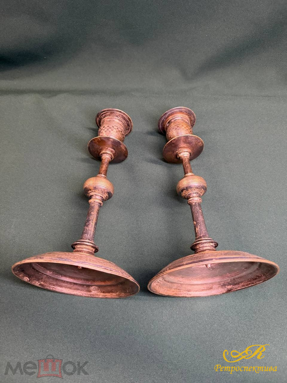 Подсвечники 2 шт, Польша, Фраже клеймо. Конец XIX нач. XX в.в. Медь,покрытие серебро.