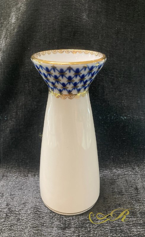 Фарфоровая ваза " Кобальтовая сетка" ЛФЗ. Ручной декор.