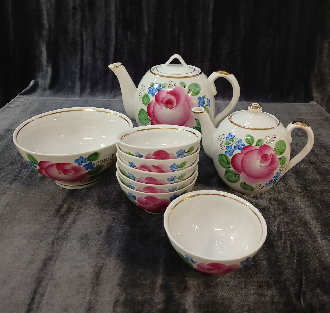 Татарский чайный сервиз, Вербилки, фарфор, живопись, золочение