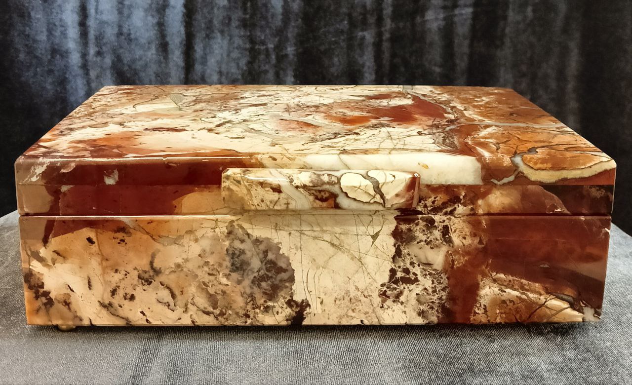 Шкатулка — Ларец большой яшма (ташбулатовская) 7х21.5х14см