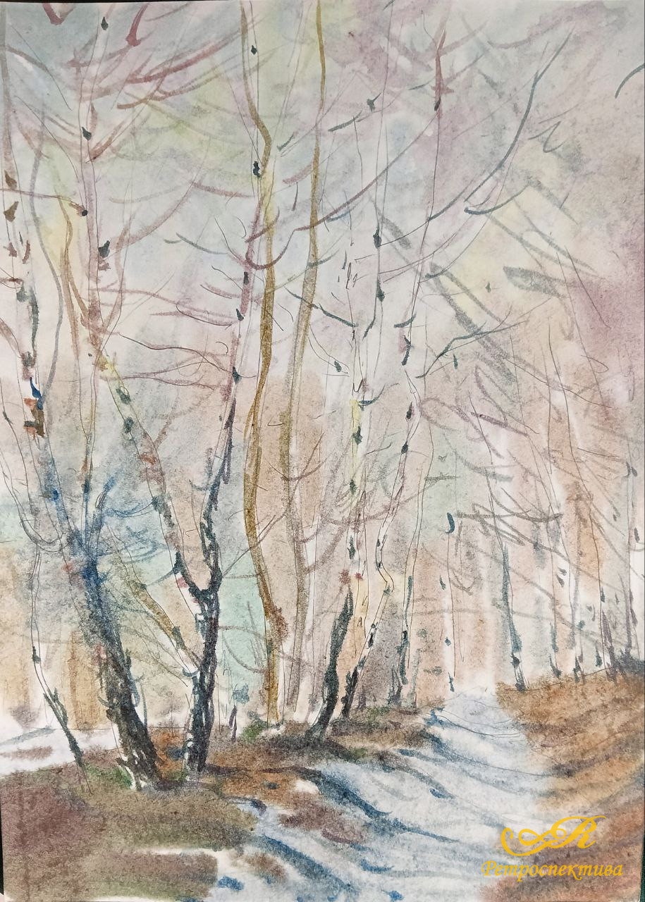 Картина «Дубравная» 2008 г, худ. Флегонтов А.С, бумага, акварель,21х30 см