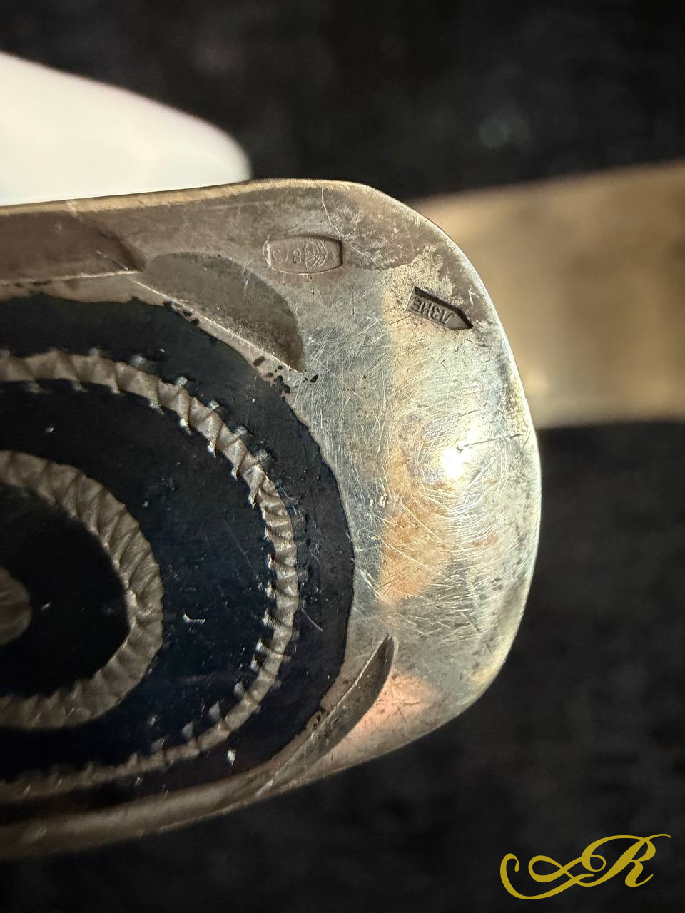 Браслет из серебра, винтаж, 875 пр., чернь