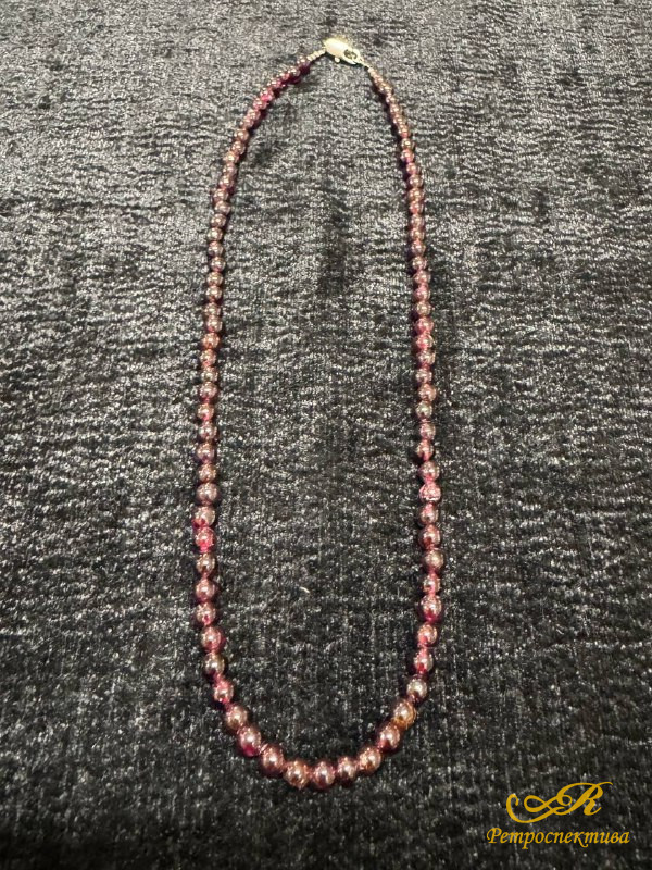 Бусы из граната, винтаж СССР, вес 18,5 гр., длина 40 см