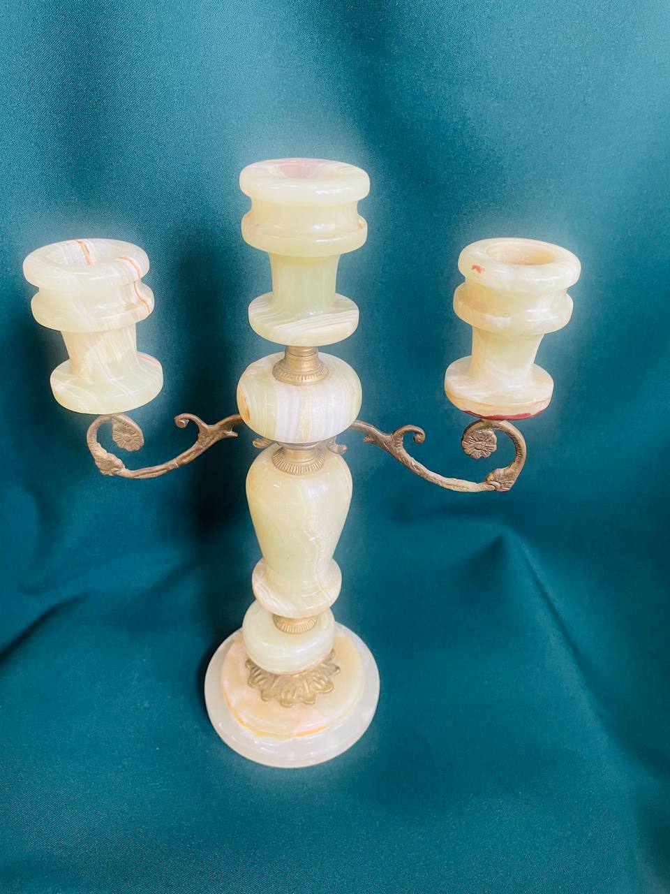 Подсвечник оникс в латуни