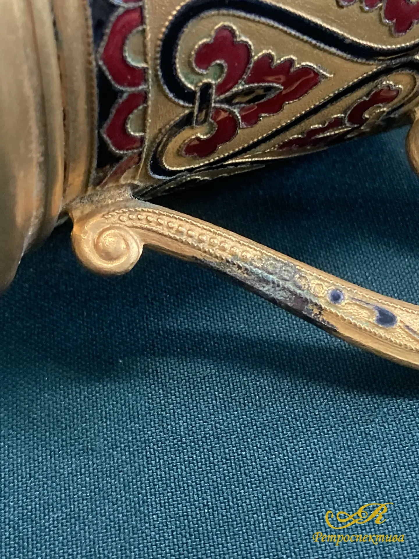 Подстаканник с эмалью. Клеймо ЛФ7 МЕТАЛЛ. СССР.