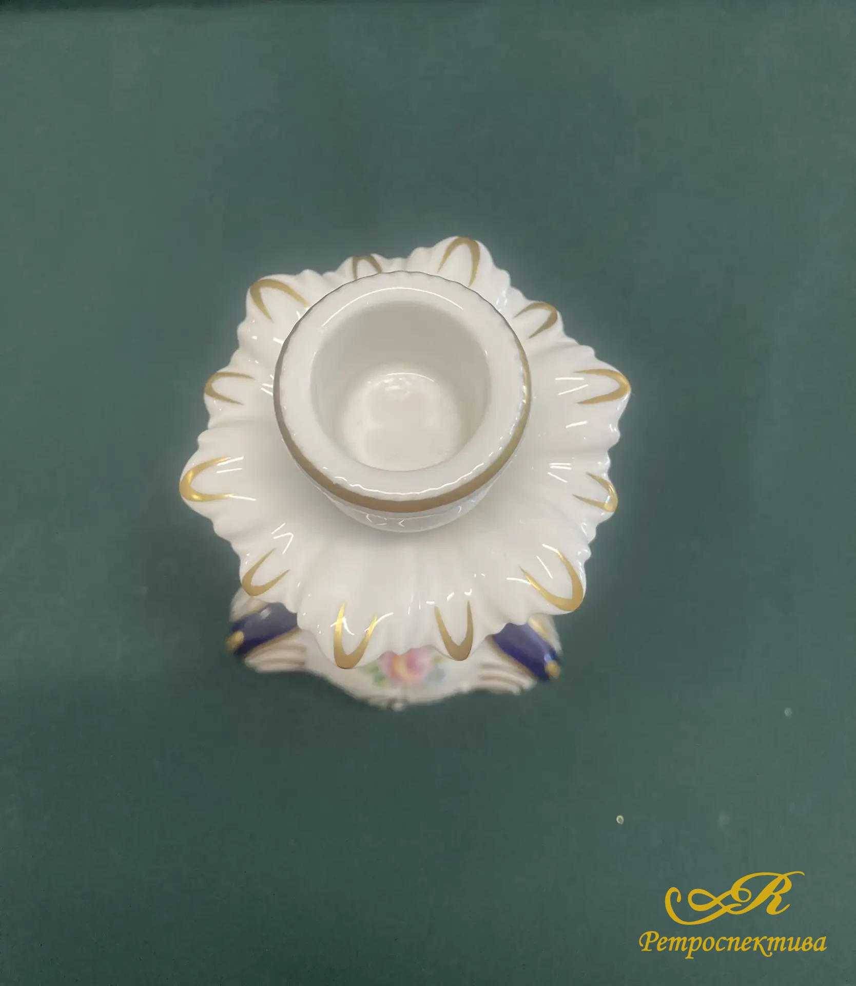 Подсвечник фарфоровый. Живопись, кобальт, золото. Германия.