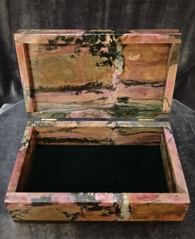 Шкатулка родонит 7.5х16.5х10см