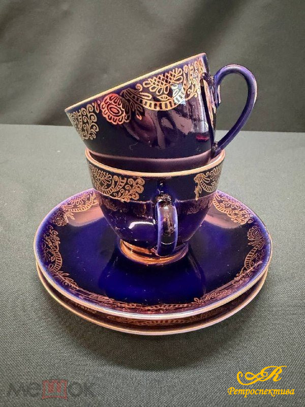 Фарфоровая кофейная пара. ЛФЗ кобальт. 2 шт.