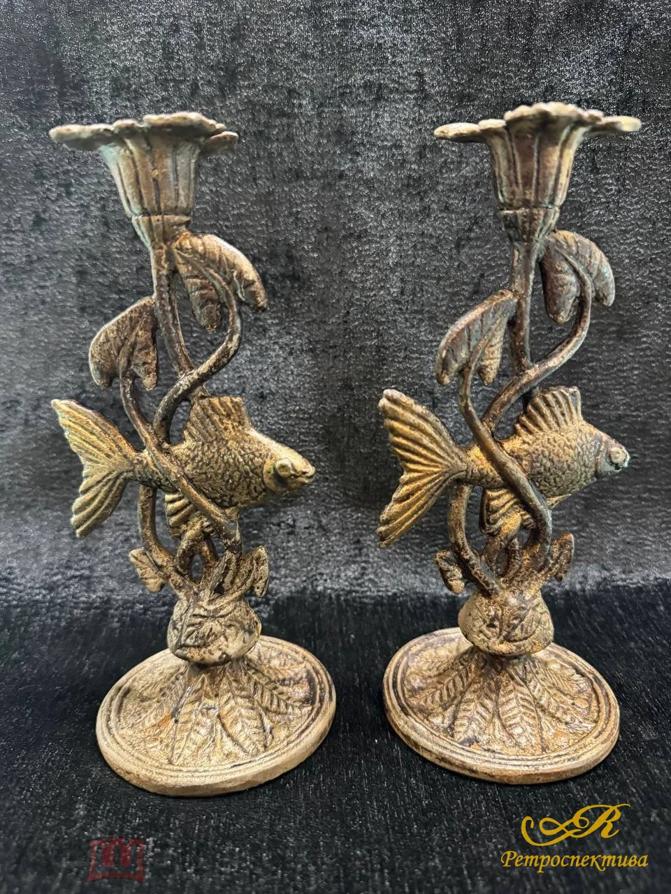 Подсвечники пара, бронза 2 полов.ХХ в, Касли.
