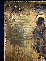 Икона «Иоанн Воин» Серебро 84*, XVIII век.