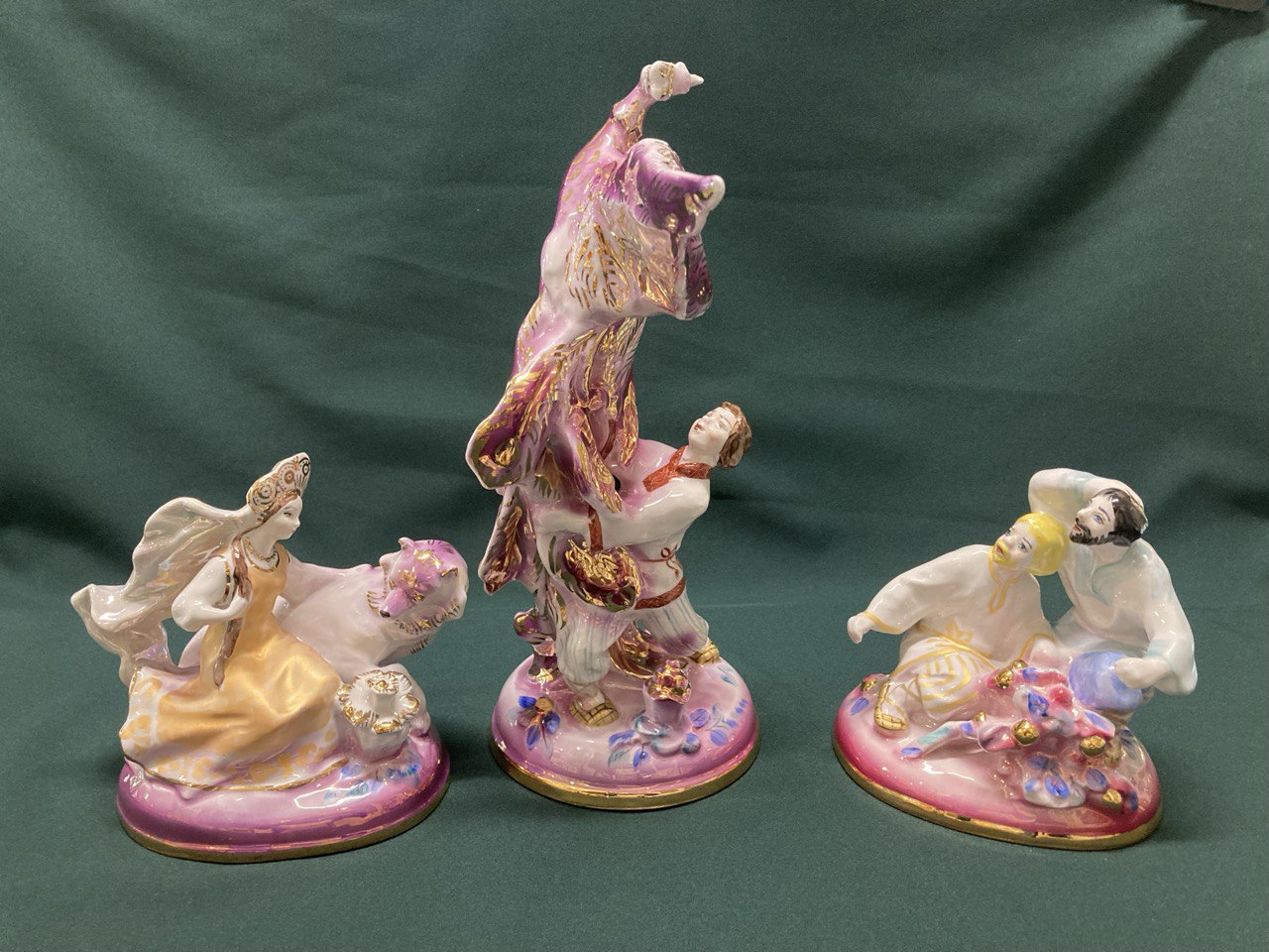 Триптих «Конек Горбунок» Дулево. Высота 34 см