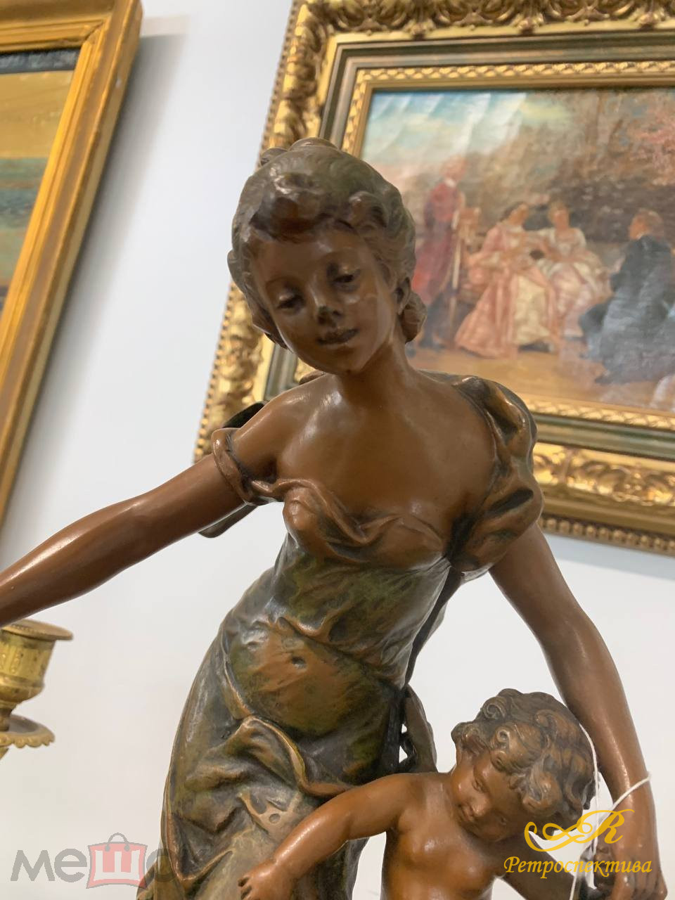 Каминный сет: часы с канделябрами.Огюст Моро. XIX век Бронза, шпиатр, оникс, золочение.