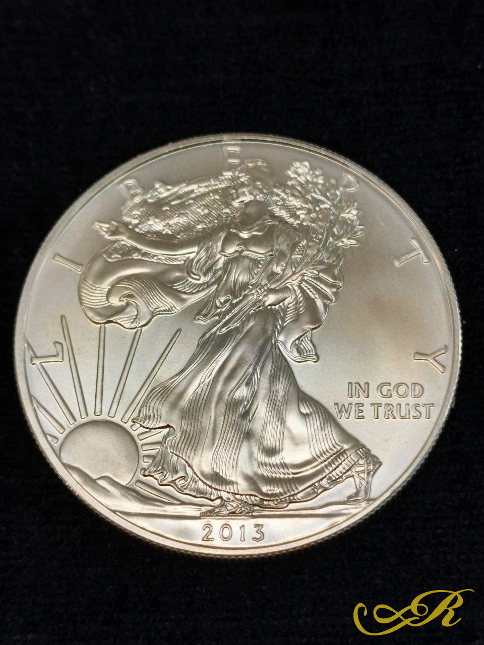 Серебряная монета 1 доллар США. Шагающая свобода, Американский орел, 2013 год, Ag 999, 31,1г.!