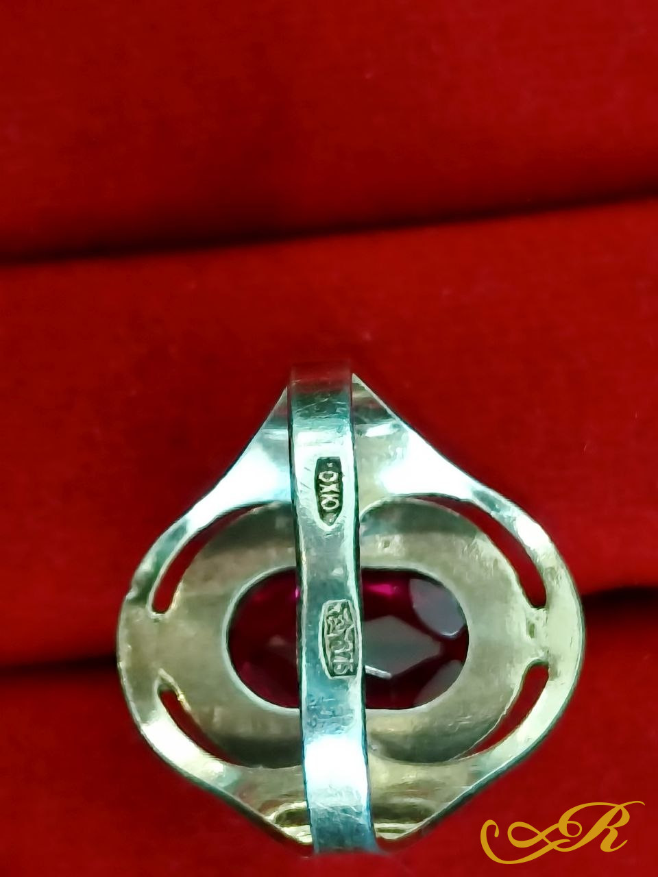  Кольцо винтажное с рубином. Серебро 875 пр. 5,07 гр. СССР 