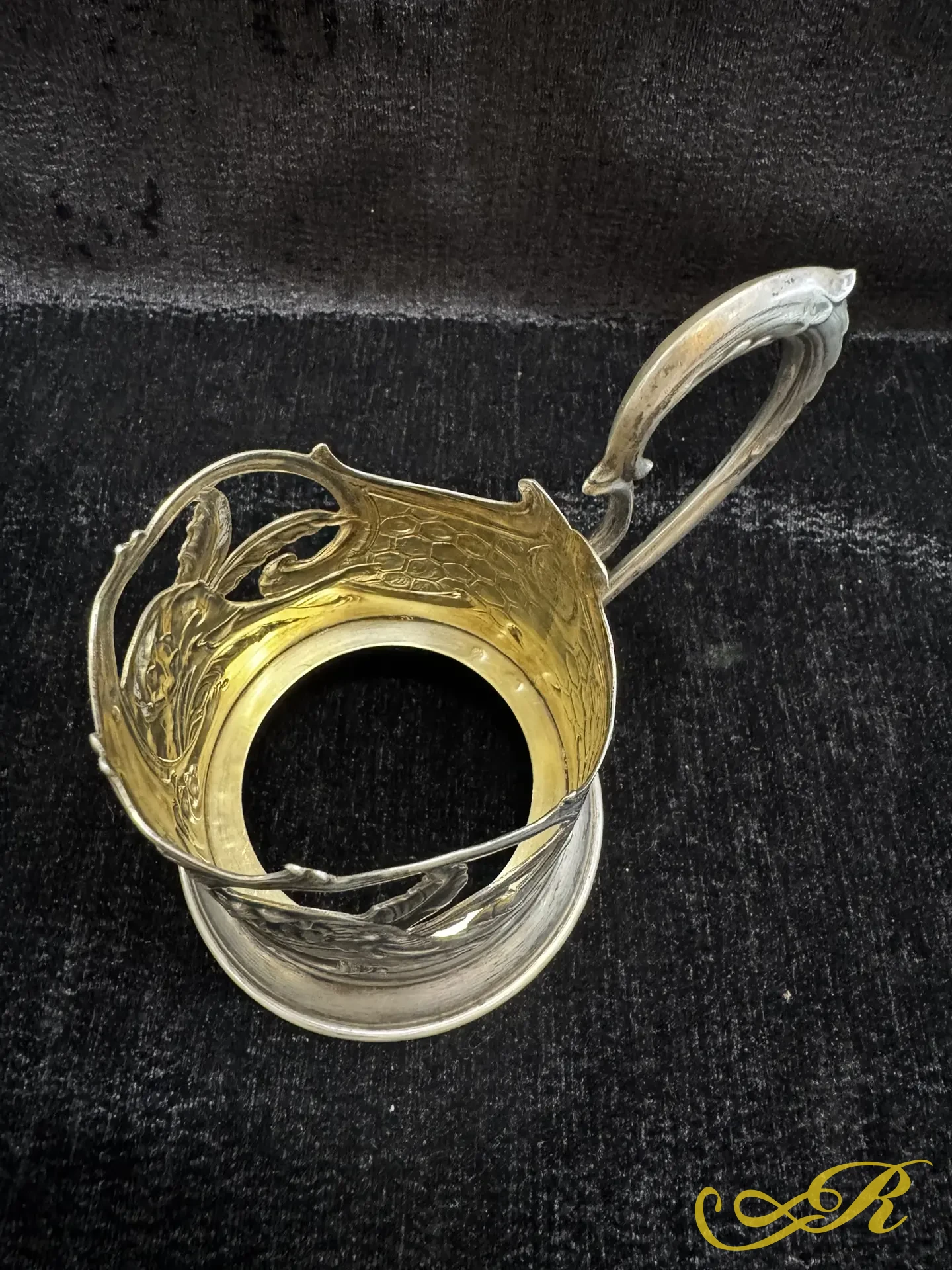  Серебряный подстаканник Слоны. Серебро 875 проба. Вес 122 гр.