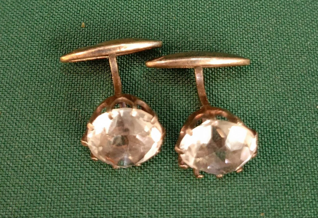 Запонки хрусталь серебро 9 гр