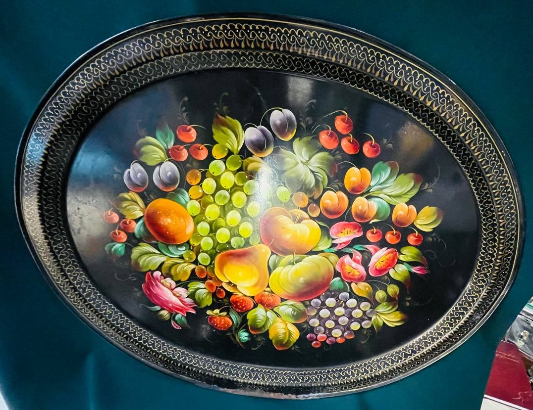 Поднос металлический, СССР, роспись