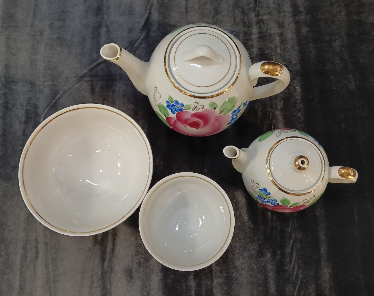 Татарский чайный сервиз, Вербилки, фарфор, живопись, золочение