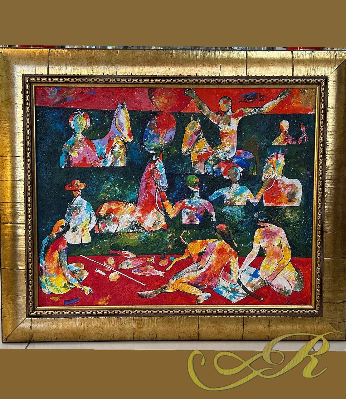 Картина "Купание коней", художник Голубцов Е.