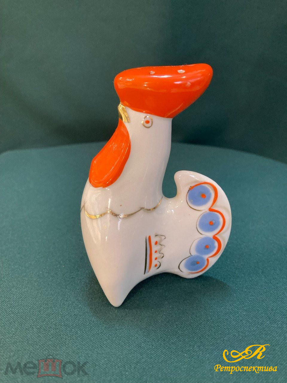 Фарфоровая перечница «Петух» h 10см ЛФЗ.
