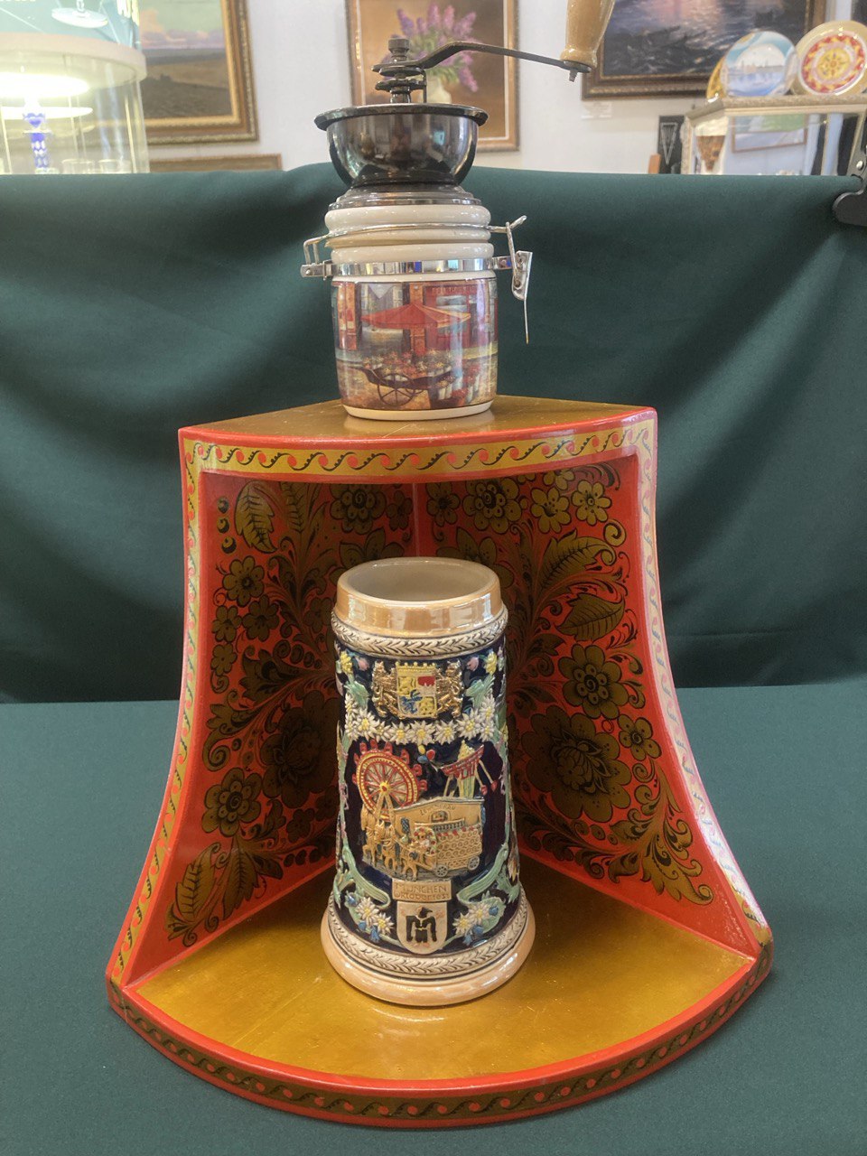 Полки угловые, хохлома. СССР. Дерево. Ручная роспись. Автор : Напылова Н.