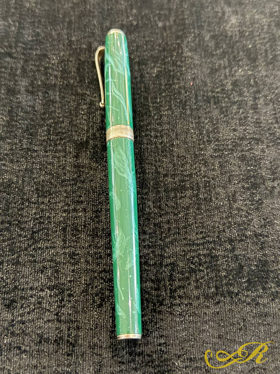 Ручка Montegrappa Eleganza, Италия, серебро 925, перо золото 750, зелёная