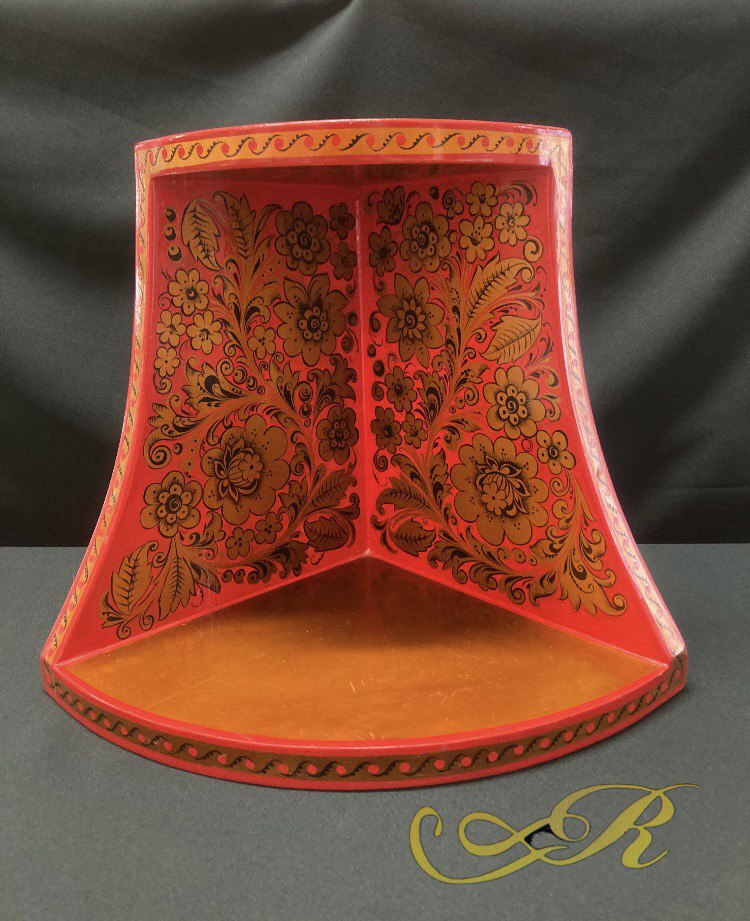 Полки угловые, хохлома. СССР. Дерево. Ручная роспись. Автор : Напылова Н.