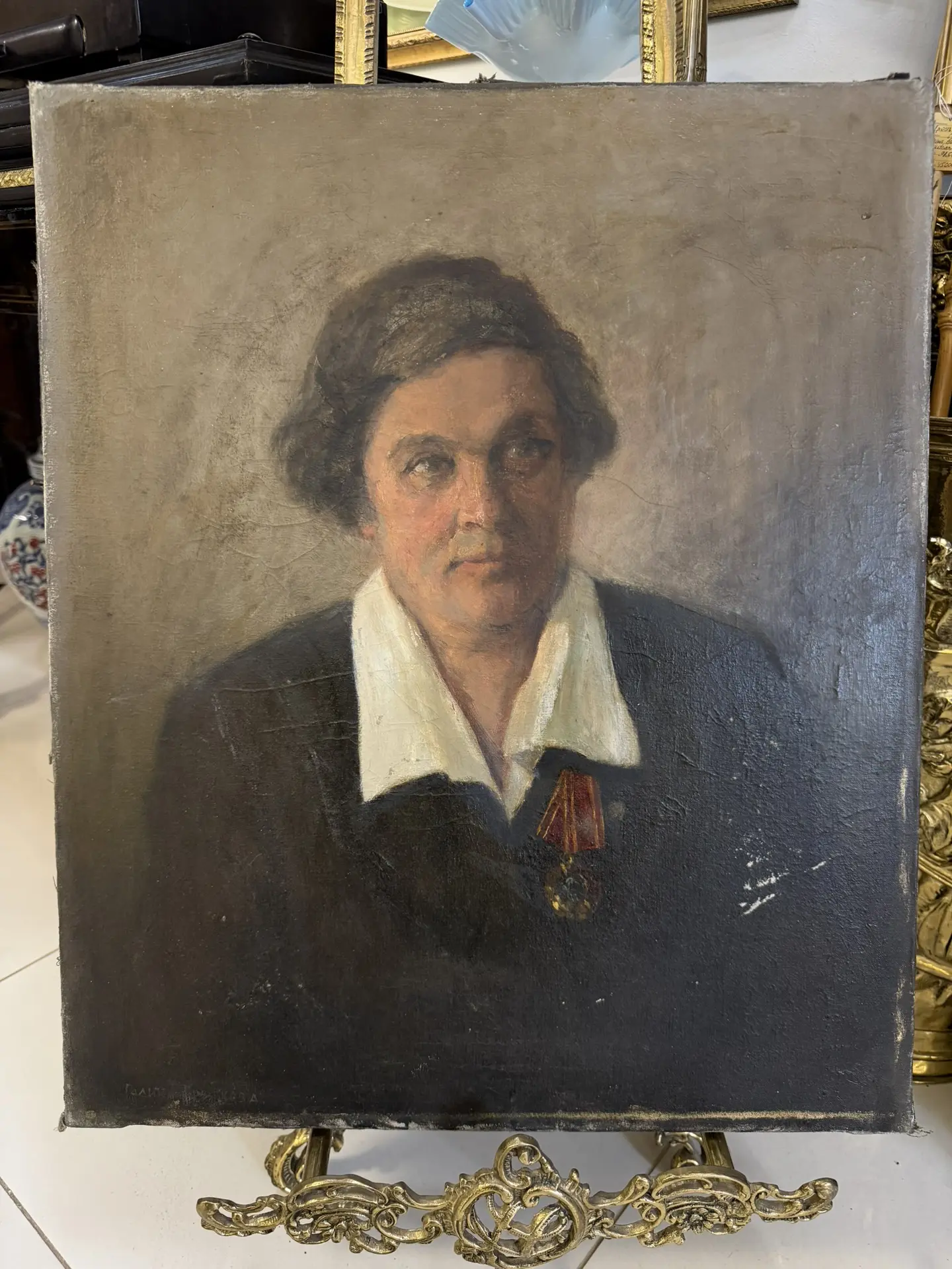 РАСПРОДАЖА ! Портрет женщины с орденом. Художник Прыткова Г.Н. СССР. Холст, масло.