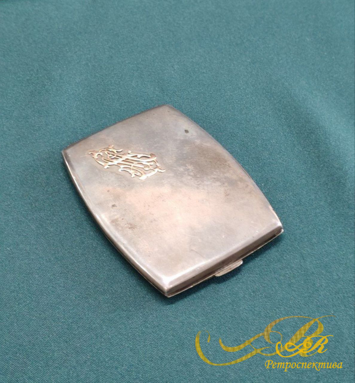 Портсигар серебро с золотой накладкой, 150 гр.