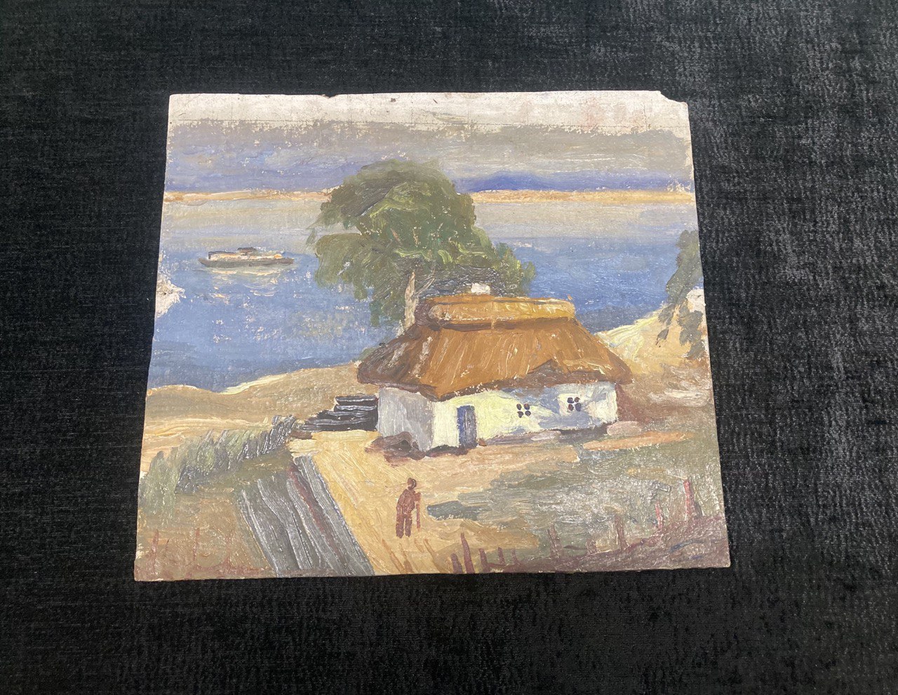 Картина неизвестного художника. Картон , масло.