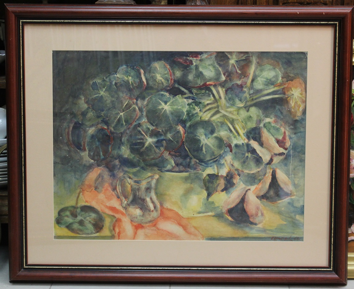 Картина "Натюрморт с бегонией", художник И. Шпитонов 1948г.