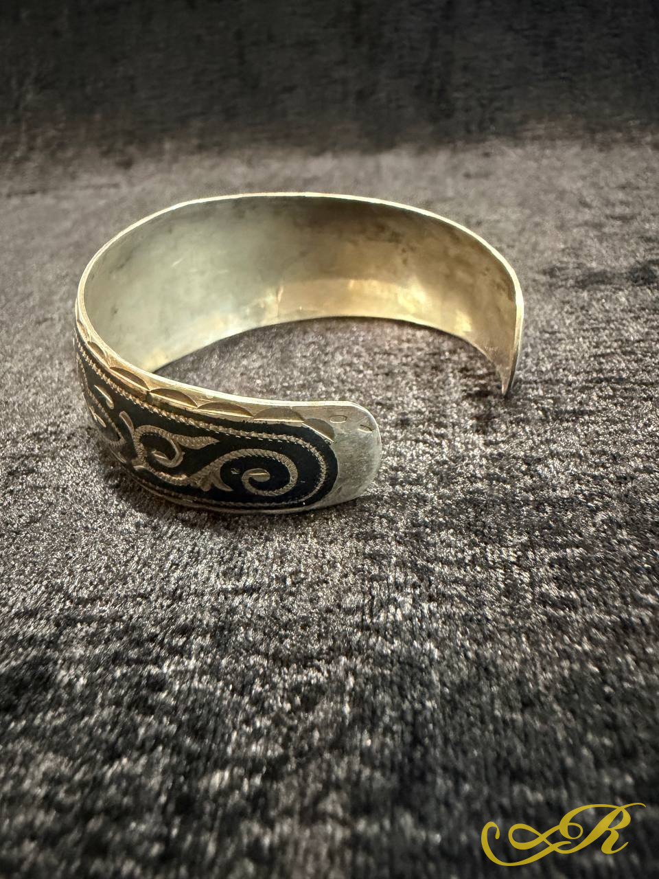 Браслет из серебра, винтаж, 875 пр., чернь