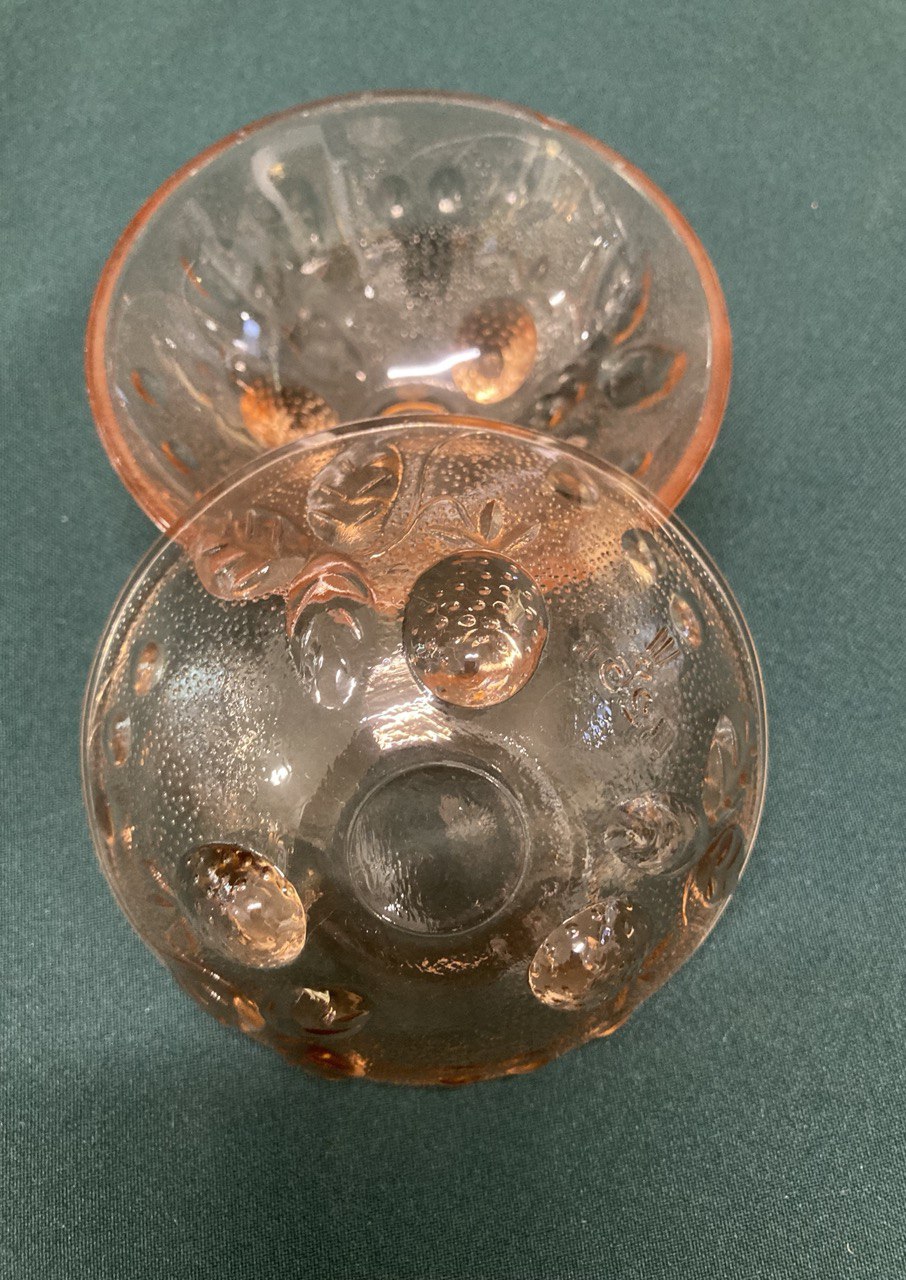 Вазочка- розетка " Земляника"  для варенья. Стекло. СССР.