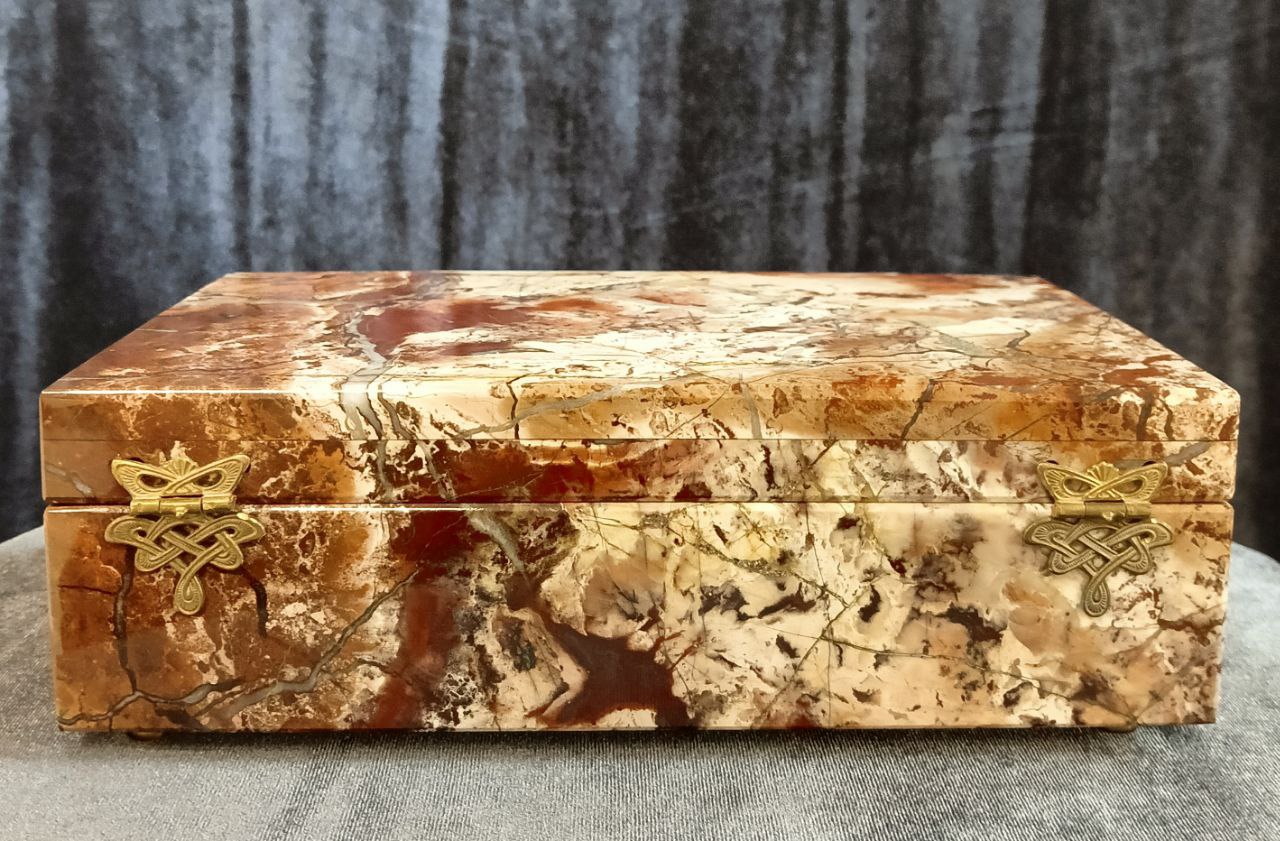Шкатулка — Ларец большой яшма (ташбулатовская) 7х21.5х14см
