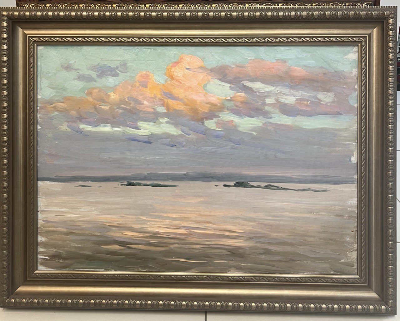 С. Неустроев " Пейзаж с рекой" холст, масло. 48 х 68 см.